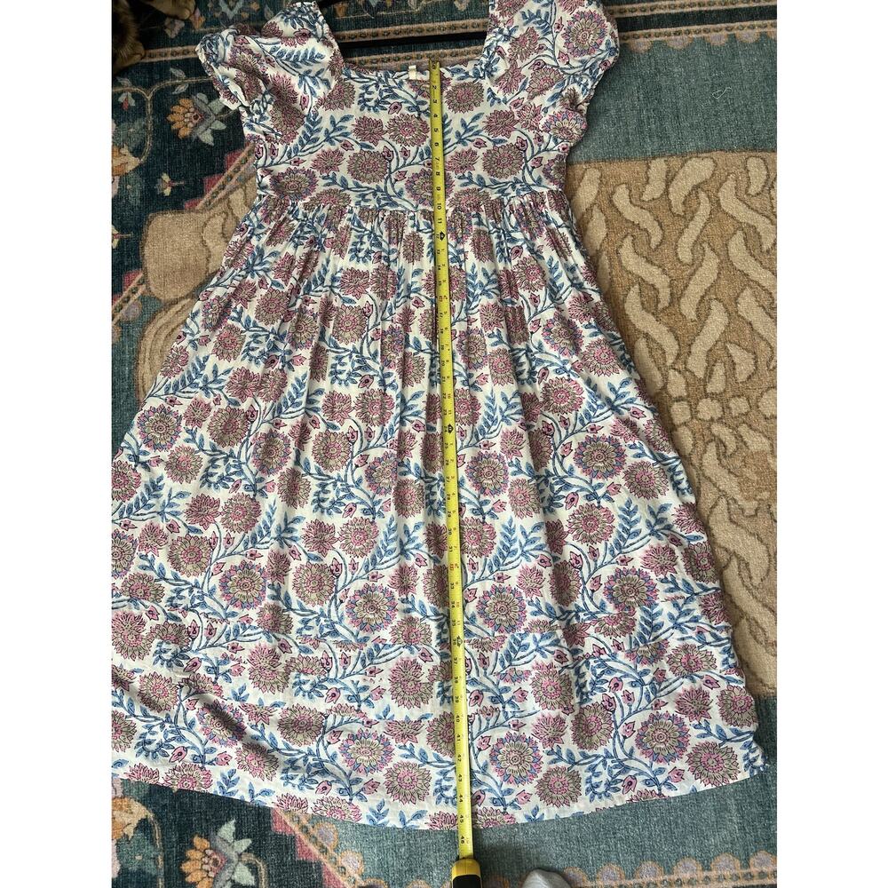 UNCLE FRANK 100% Cotton Pink Blue Floral Puff Sleeve Tiered Midi Dress Sz M - Picture 11 of 12